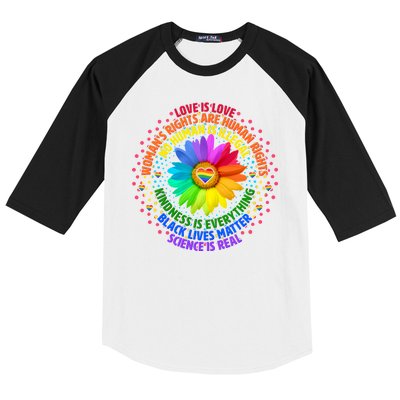 Love Is Love Rainbow Flower Unity Baseball Sleeve Shirt