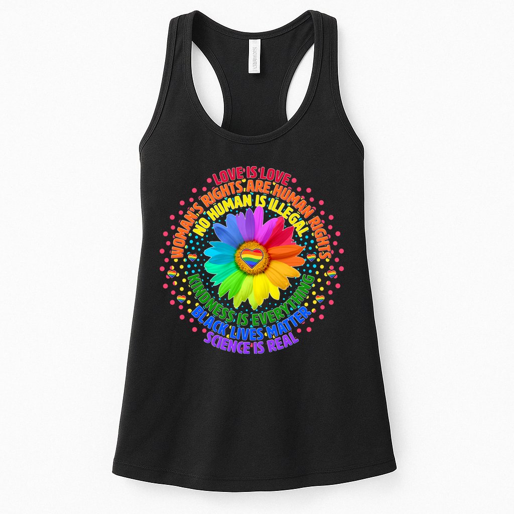 Love Is Love Rainbow Flower Unity Womens Tank Top