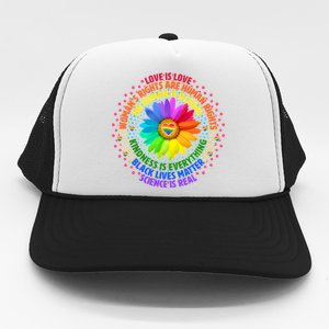 Love Is Love Rainbow Flower Unity Trucker Hat