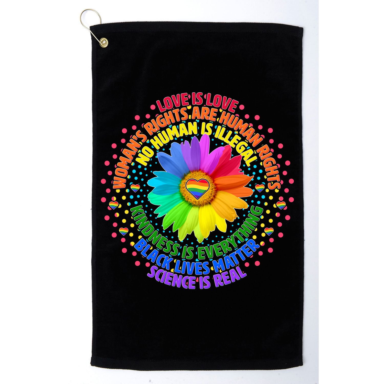 Love Is Love Rainbow Flower Unity Golf Towel