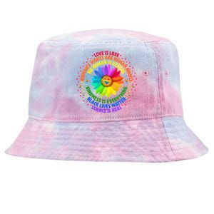 Love Is Love Rainbow Flower Unity Tie-Dyed Bucket Hat