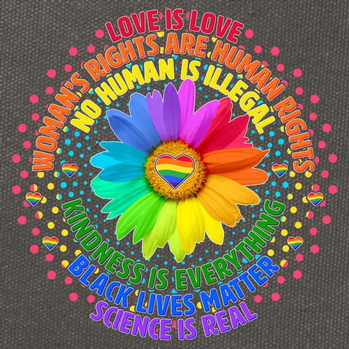 Love Is Love Rainbow Flower Unity Cotton Canvas Backpack