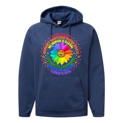 Love Is Love Rainbow Flower Unity Performance Fleece Hoodie