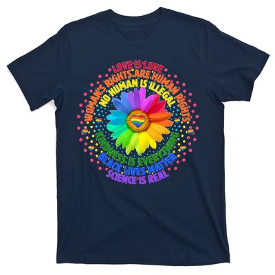 Love Is Love Rainbow Flower Unity T-Shirt