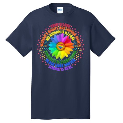 Love Is Love Rainbow Flower Unity Tall T-Shirt