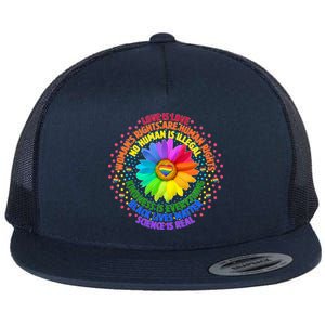 Love Is Love Rainbow Flower Unity Flat Bill Trucker Hat