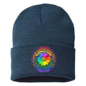 Love Is Love Rainbow Flower Unity Sustainable Knit Beanie