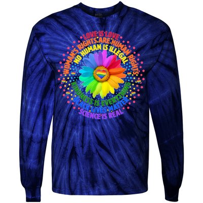 Love Is Love Rainbow Flower Unity Tie-Dye Long Sleeve Shirt