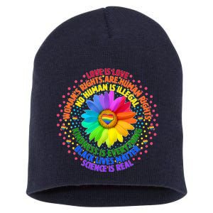 Love Is Love Rainbow Flower Unity Short Acrylic Beanie