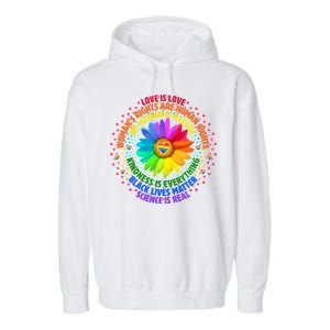 Love Is Love Rainbow Flower Unity Garment-Dyed Fleece Hoodie