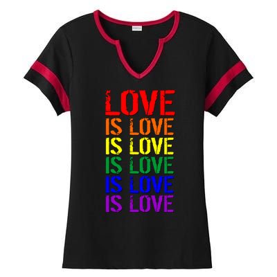 Love Is Love Rainbow Colors Ladies Halftime Notch Neck Tee