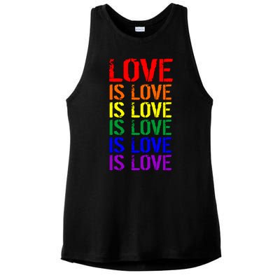 Love Is Love Rainbow Colors Ladies PosiCharge Tri-Blend Wicking Tank