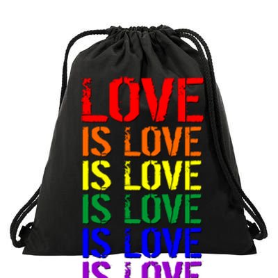 Love Is Love Rainbow Colors Drawstring Bag