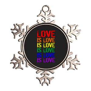 Love Is Love Rainbow Colors Metallic Star Ornament