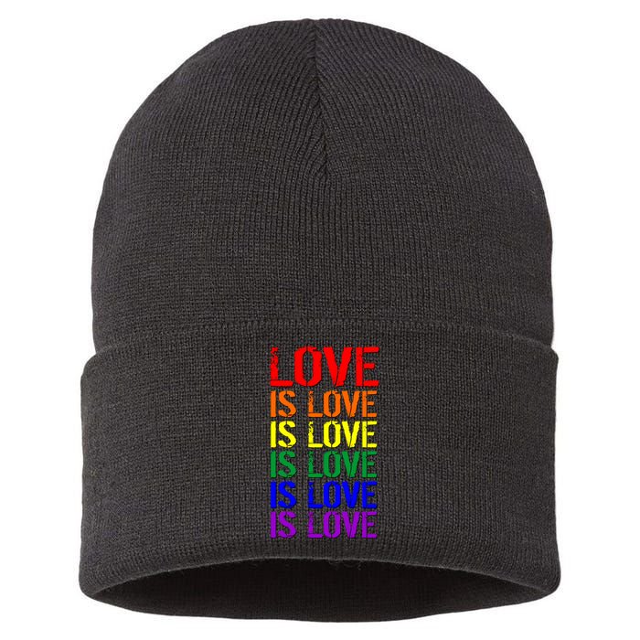 Love Is Love Rainbow Colors Sustainable Knit Beanie