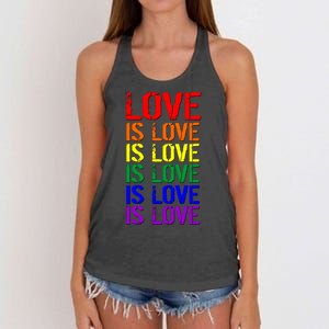 Love Is Love Rainbow Colors Women's Knotted Racerback Tank