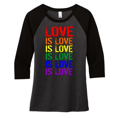 Love Is Love Rainbow Colors Women's Tri-Blend 3/4-Sleeve Raglan Shirt