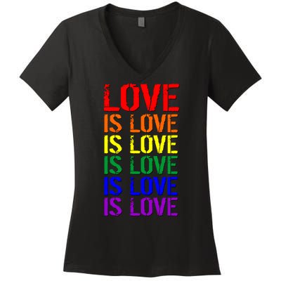 Love Is Love Rainbow Colors Women's V-Neck T-Shirt