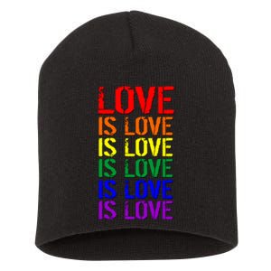 Love Is Love Rainbow Colors Short Acrylic Beanie