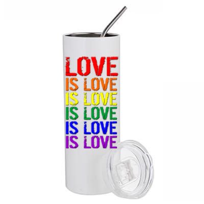 Love Is Love Rainbow Colors Stainless Steel Tumbler