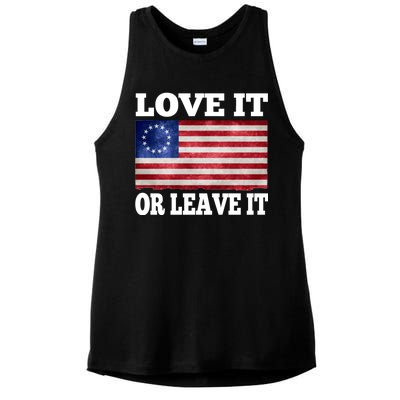 Love It Or Leave It Betsy Ross Flag Ladies PosiCharge Tri-Blend Wicking Tank