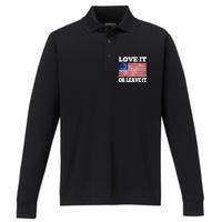 Love It Or Leave It Betsy Ross Flag Performance Long Sleeve Polo