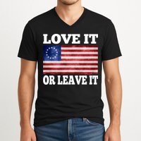 Love It Or Leave It Betsy Ross Flag V-Neck T-Shirt