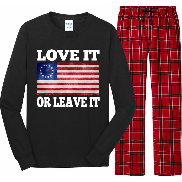 Love It Or Leave It Betsy Ross Flag Long Sleeve Pajama Set