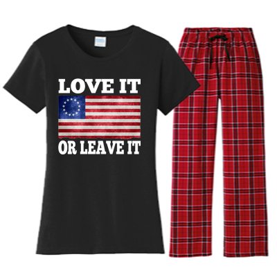 Love It Or Leave It Betsy Ross Flag Women's Flannel Pajama Set