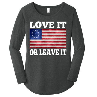 Love It Or Leave It Betsy Ross Flag Women's Perfect Tri Tunic Long Sleeve Shirt