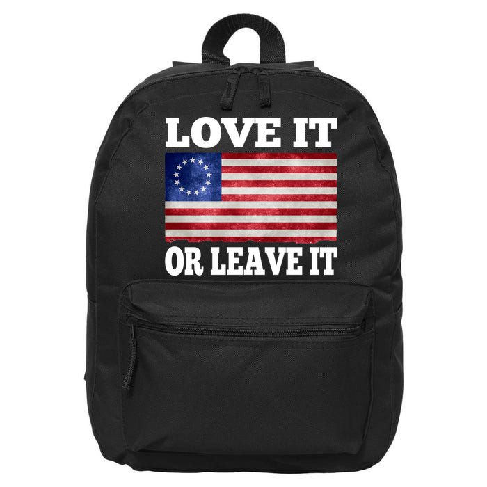 Love It Or Leave It Betsy Ross Flag 16 in Basic Backpack