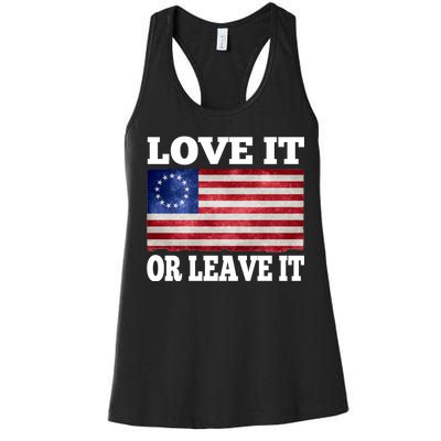 Love It Or Leave It Betsy Ross Flag Women's Racerback Tank