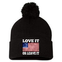 Love It Or Leave It Betsy Ross Flag Pom Pom 12in Knit Beanie
