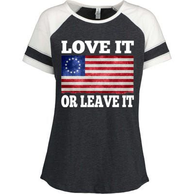 Love It Or Leave It Betsy Ross Flag Enza Ladies Jersey Colorblock Tee