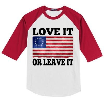 Love It Or Leave It Betsy Ross Flag Kids Colorblock Raglan Jersey