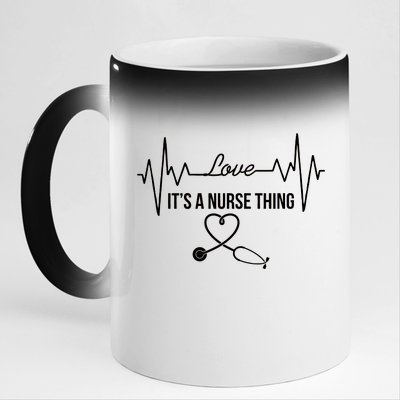 Love It's A Nurse Thing Stethoscop Heartbeat Heart 11oz Black Color Changing Mug