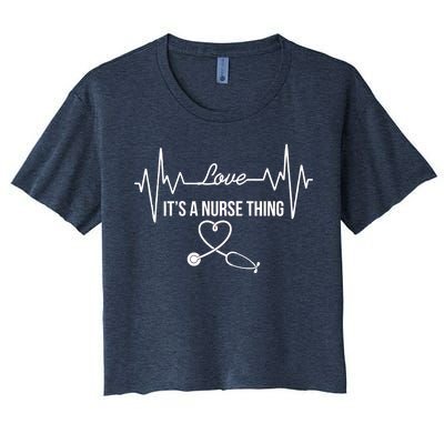 Love It's A Nurse Thing Stethoscop Heartbeat Heart Women's Crop Top Tee