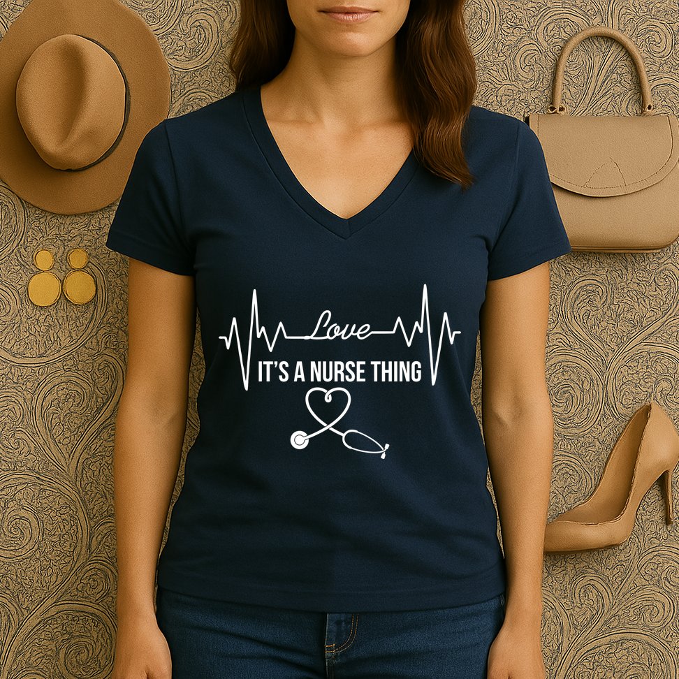 Love It's A Nurse Thing Stethoscop Heartbeat Heart Women's V-Neck T-Shirt