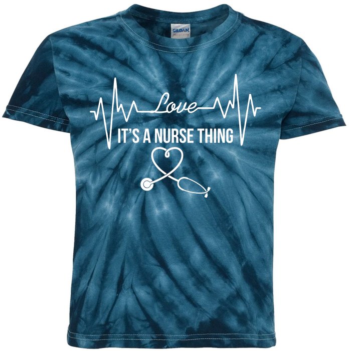 Love It's A Nurse Thing Stethoscop Heartbeat Heart Kids Tie-Dye T-Shirt