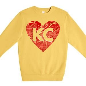 Love Kansas City Football Fan City Map Premium Crewneck Sweatshirt