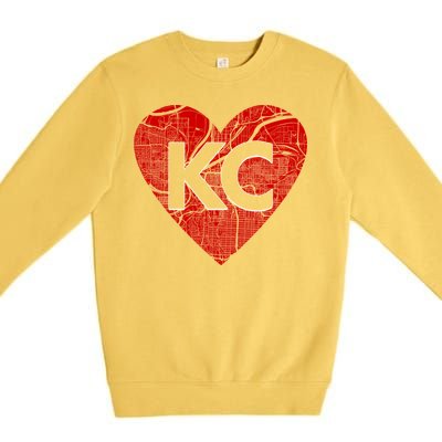 Love Kansas City Football Fan City Map Premium Crewneck Sweatshirt