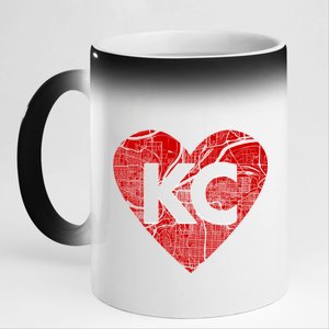 Love Kansas City Football Fan City Map 11oz Black Color Changing Mug