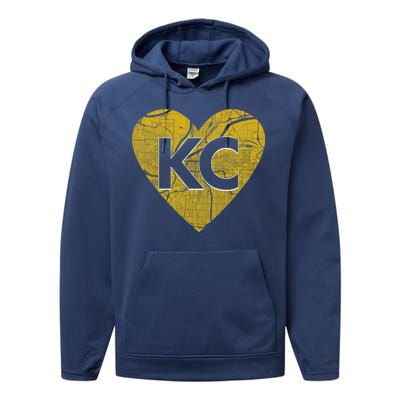 Love Kansas City Football Fan City Map Performance Fleece Hoodie