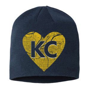 Love Kansas City Football Fan City Map Sustainable Beanie