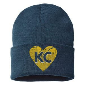 Love Kansas City Football Fan City Map Sustainable Knit Beanie