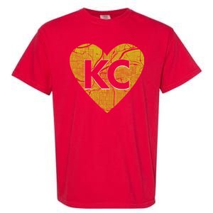 Love Kansas City Football Fan City Map Garment-Dyed Heavyweight T-Shirt