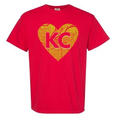 Love Kansas City Football Fan City Map Garment-Dyed Heavyweight T-Shirt