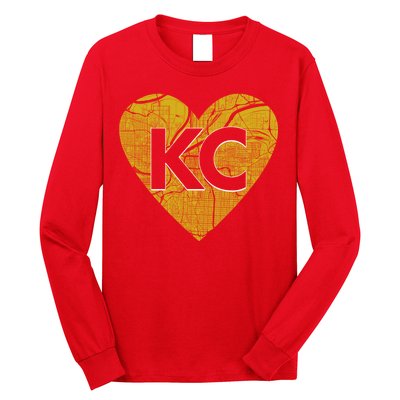 Love Kansas City Football Fan City Map Long Sleeve Shirt