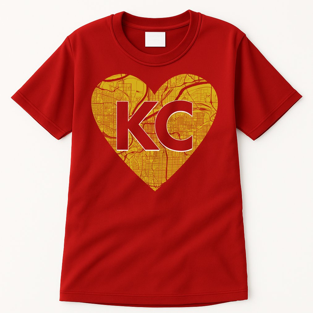 Love Kansas City Football Fan City Map Tall T-Shirt