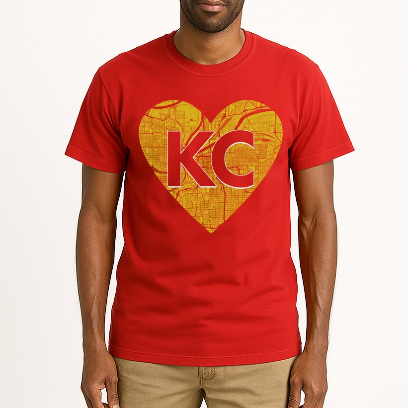 Love Kansas City Football Fan City Map Tall T-Shirt